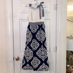 NEW CWDKids Easter Dress - Navy/White Maxi - size 16 w/matching headband